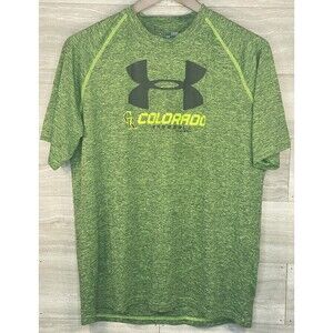 Colorado Rockies Under Armour Green Baseball MLB Heat Gear Logo Shirt Mens L EUC